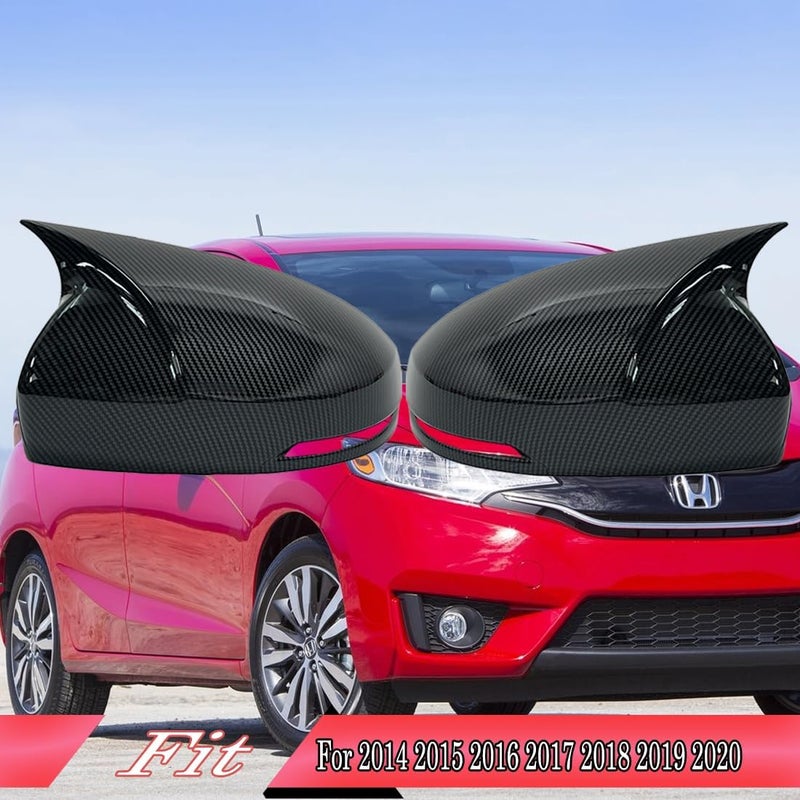 MUXEE Side Rear View Mirror Cover for Honda Fit 2014 2015 2016 2017 2018 2019 2020 Carbon Fiber Turn Signal Housing Cover Accessories(with Turn Signal housing Slot.) - Image 2